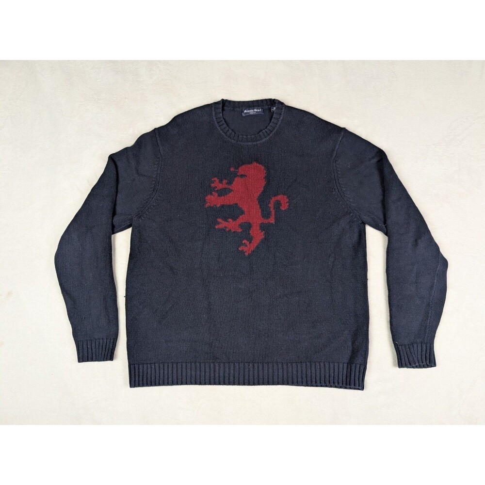 Austin Reed London Lion Crest Logo Crew Neck Wool Blend Sweater XL